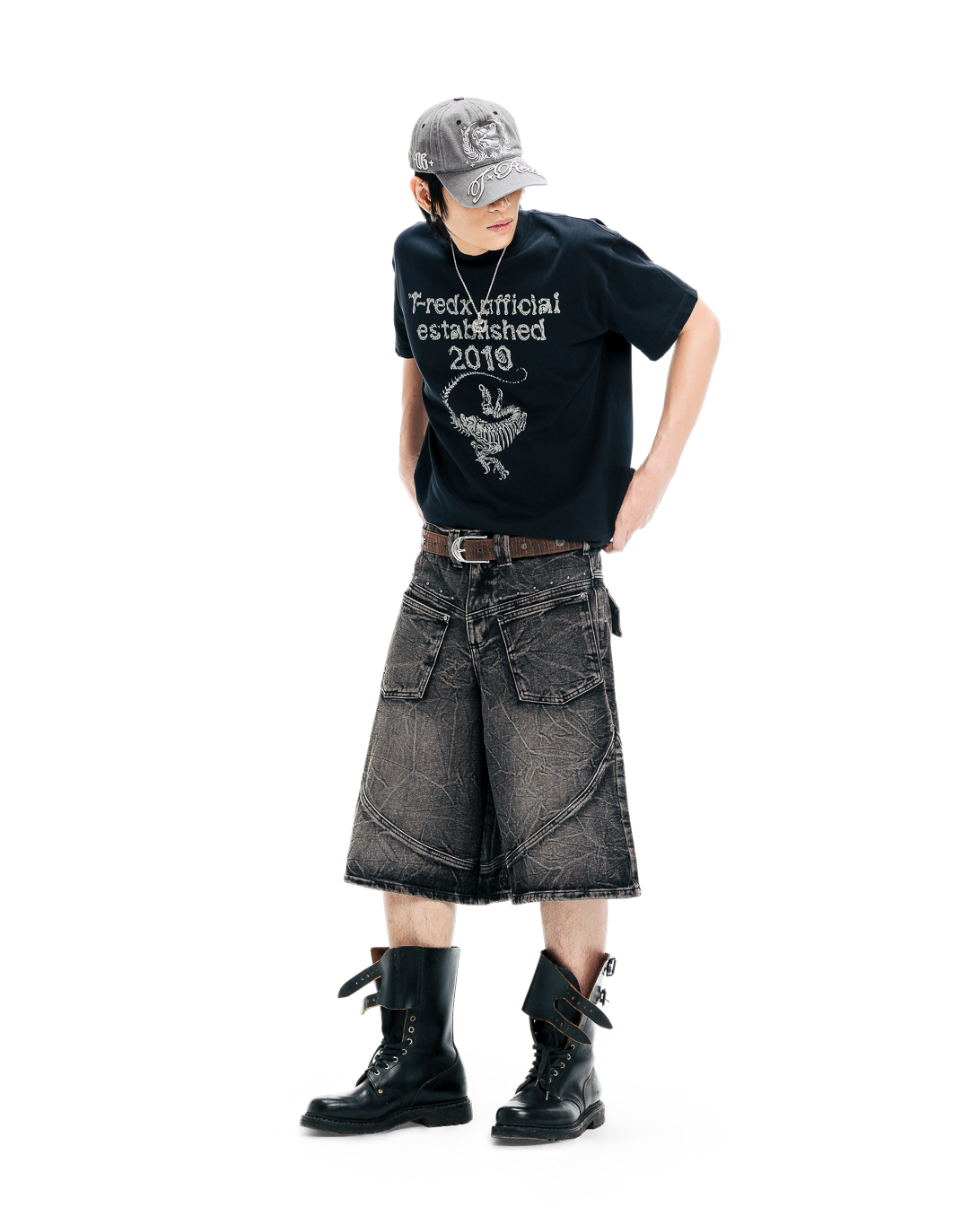 VEINEDX WASHED JORTS - BLACK