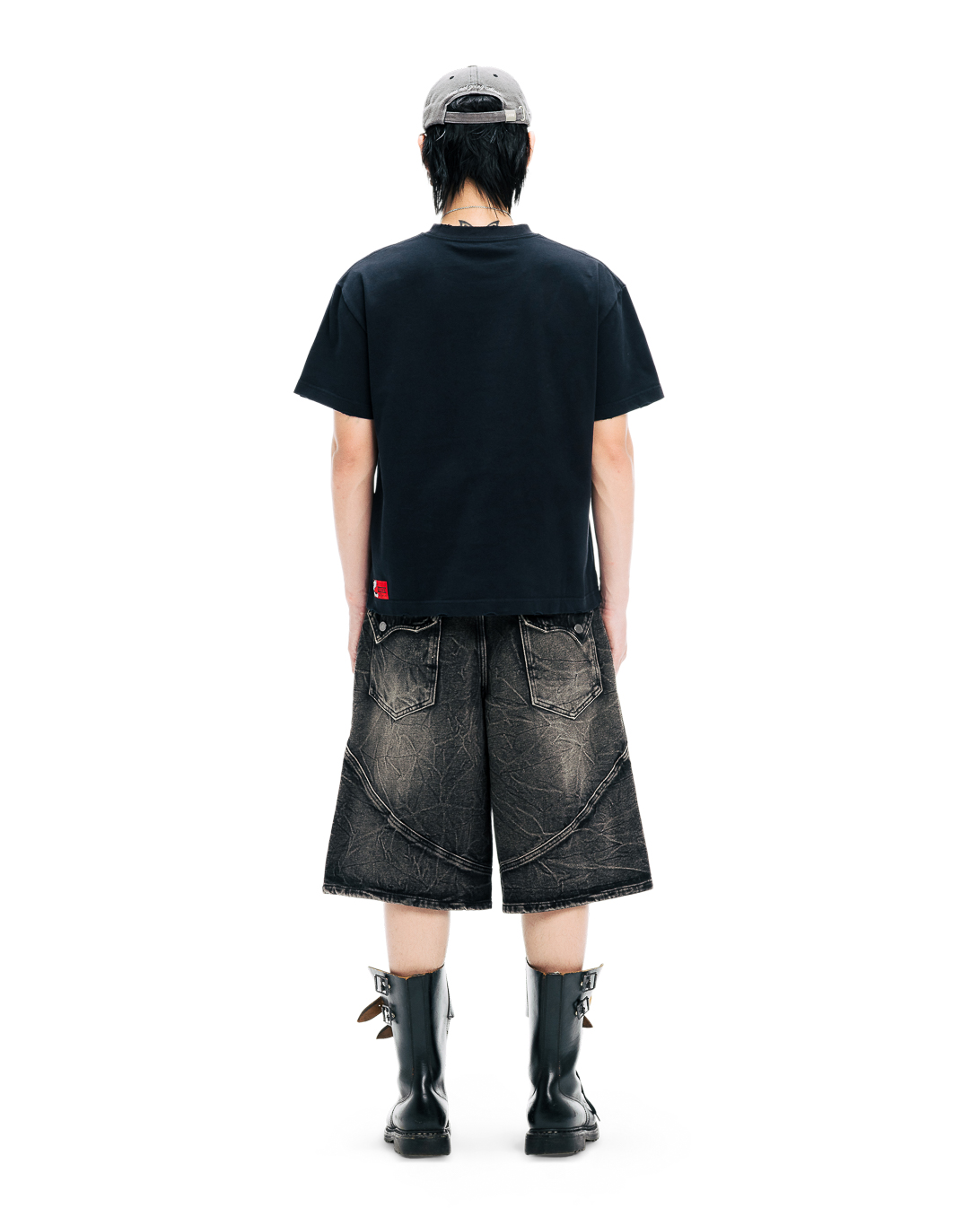 VEINEDX WASHED JORTS - BLACK