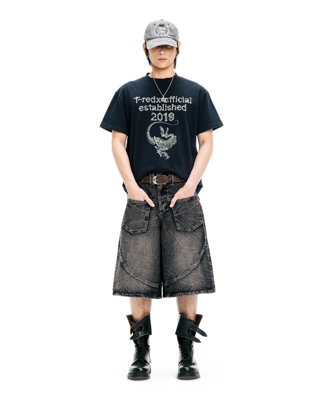 VEINEDX WASHED JORTS - BLACK