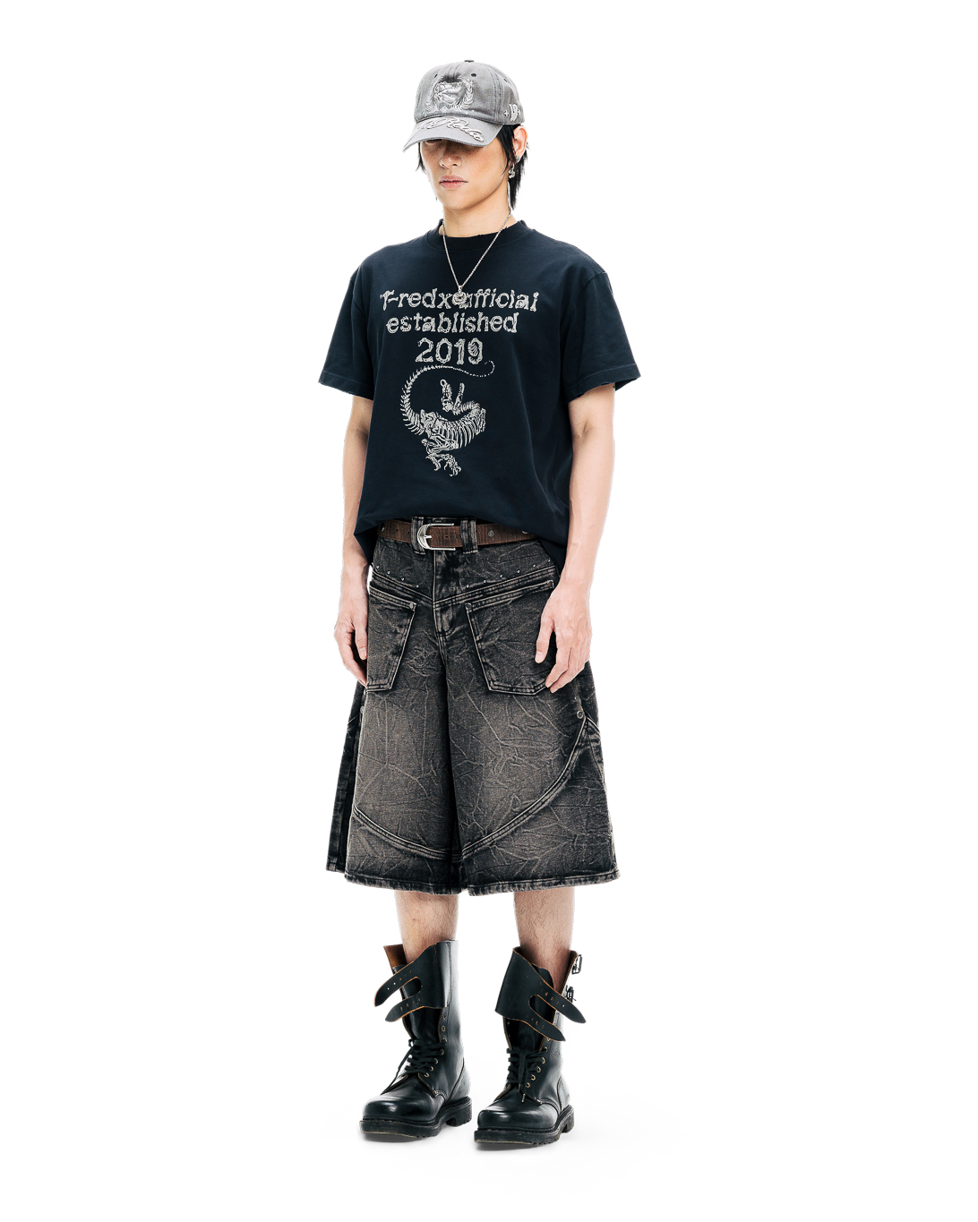 VEINEDX WASHED JORTS - BLACK
