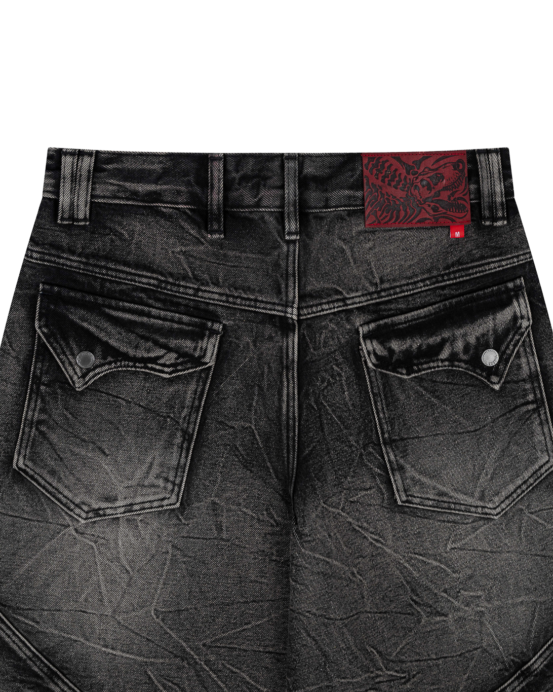 VEINEDX WASHED JORTS - BLACK