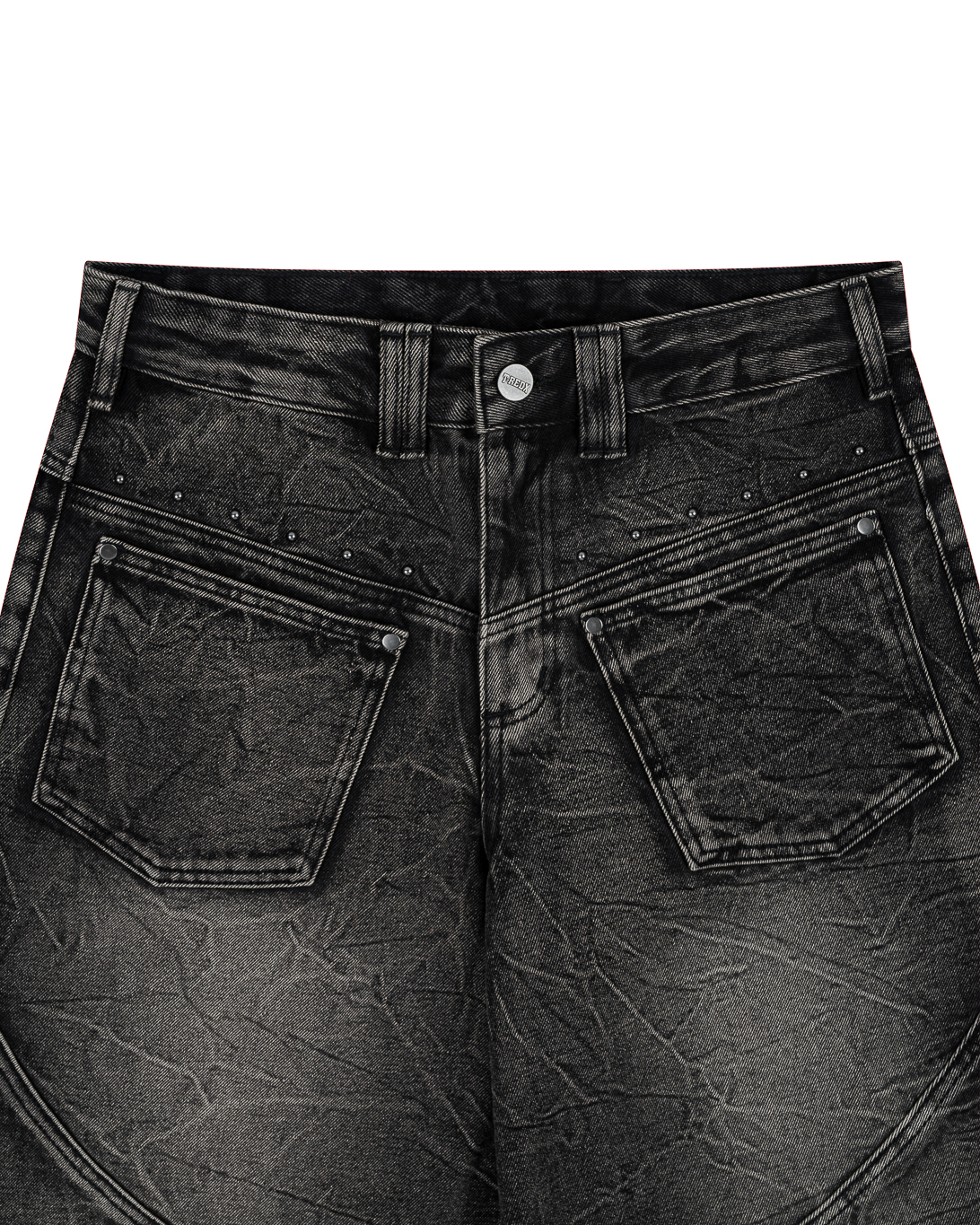 VEINEDX WASHED JORTS - BLACK