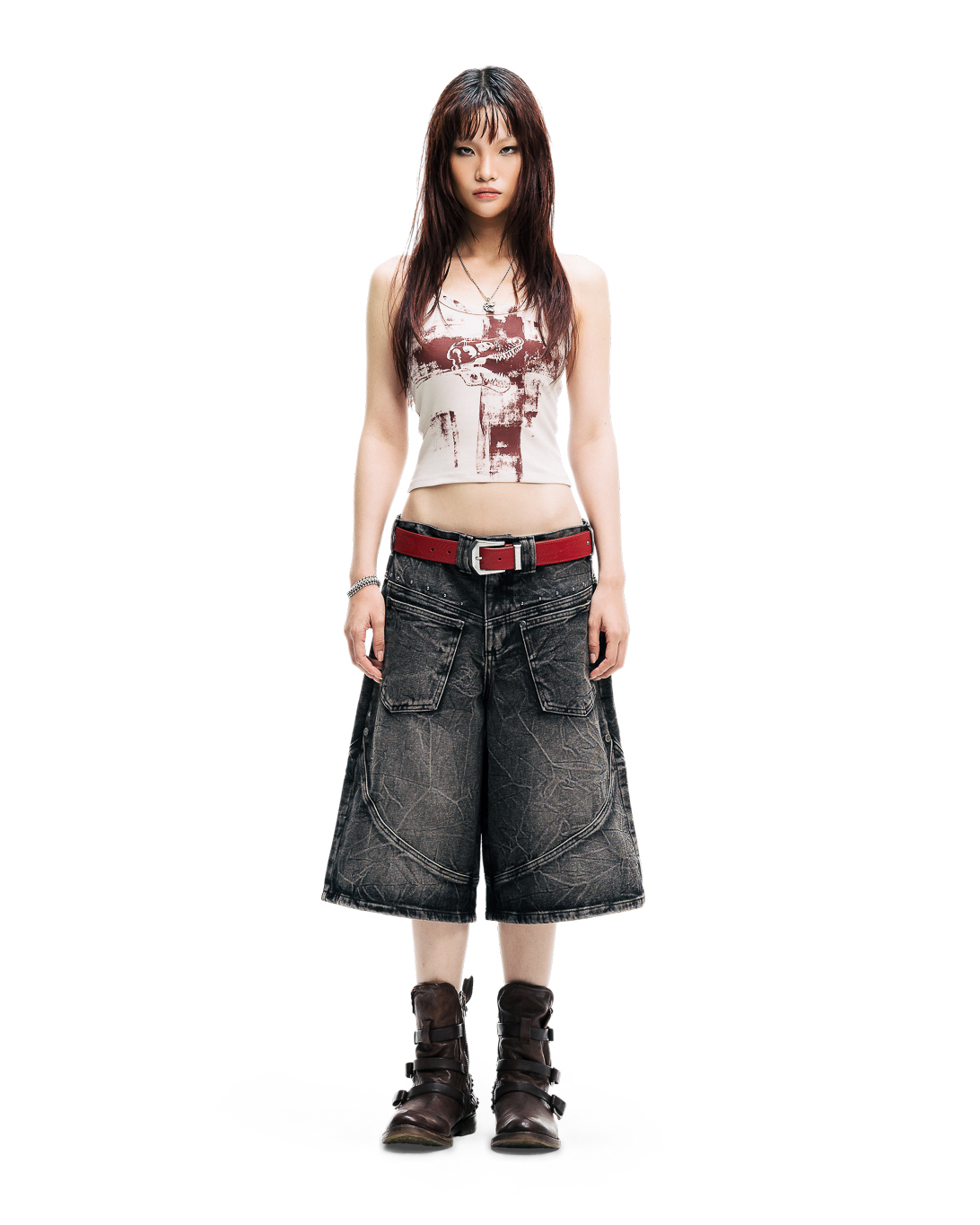 VEINEDX WASHED JORTS - BLACK