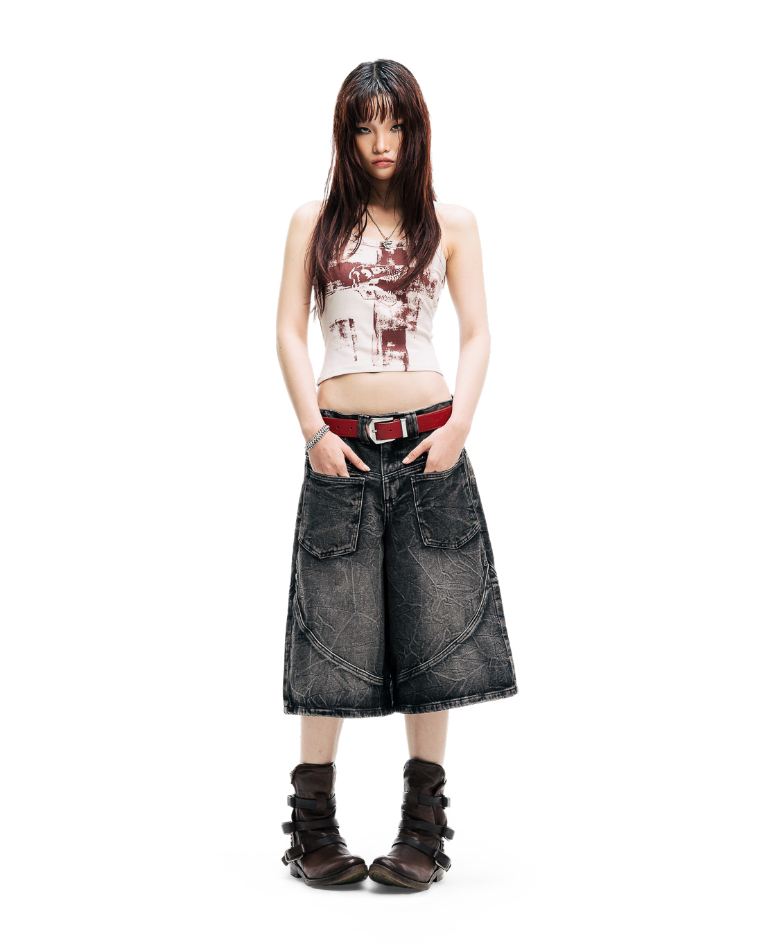VEINEDX WASHED JORTS - BLACK