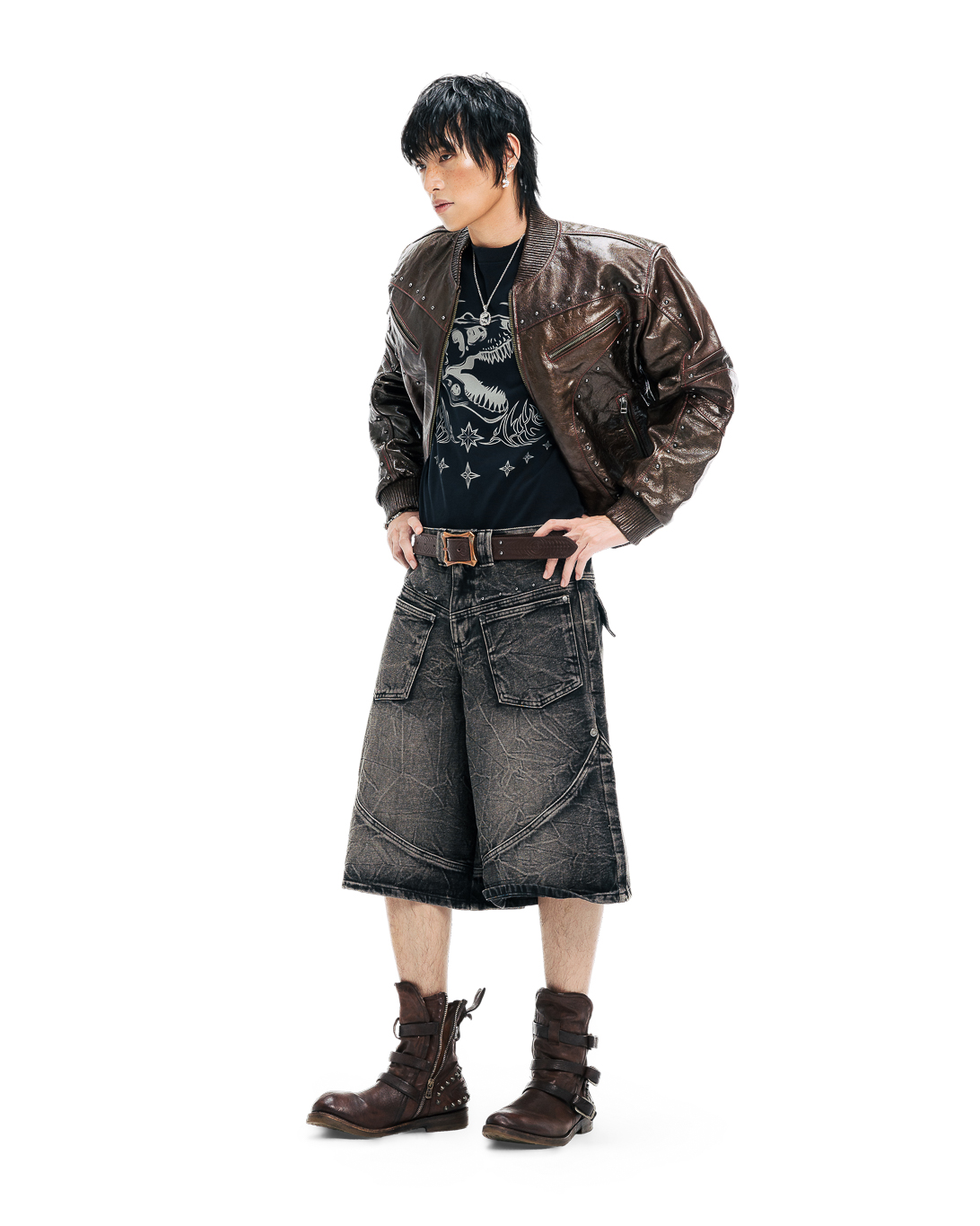 VEINEDX WASHED JORTS - BLACK