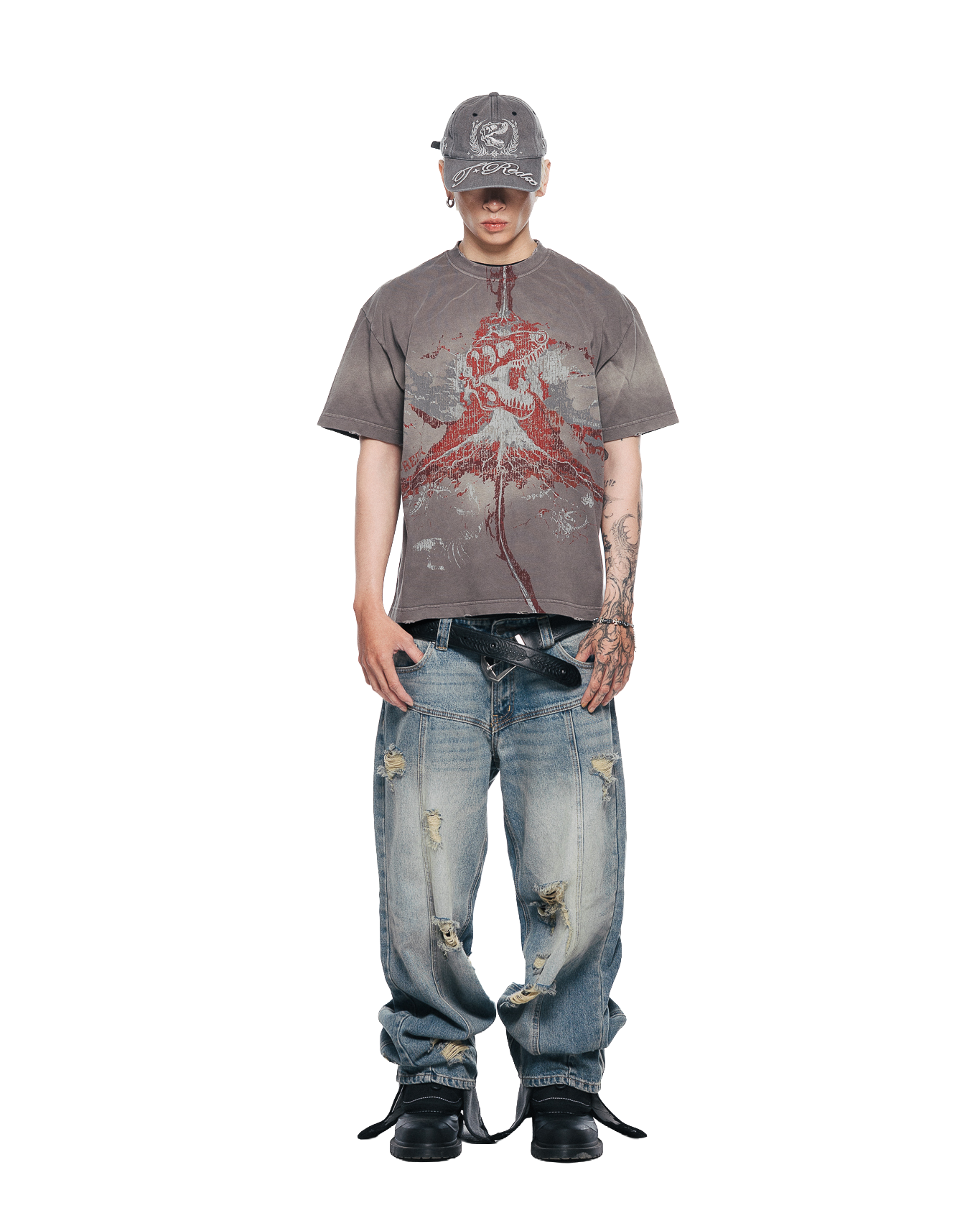 VOLCANOEDX WASHED TEE - Grey