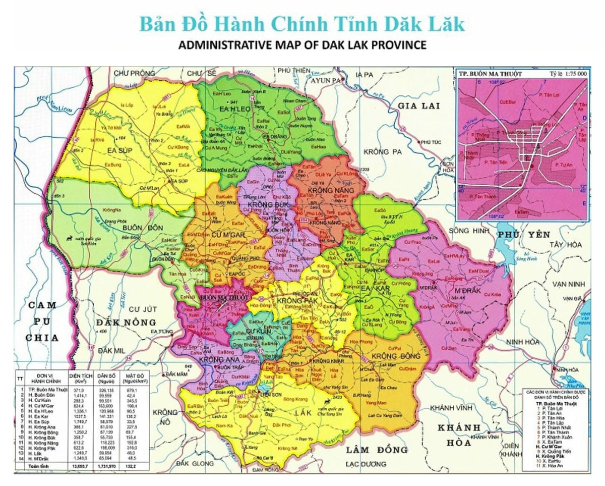 BẢN ĐỒ HÀNH CHÍNH TỈNH ĐẮK LẮK & THÔNG TIN QUY HOẠCH MỚI NHẤT