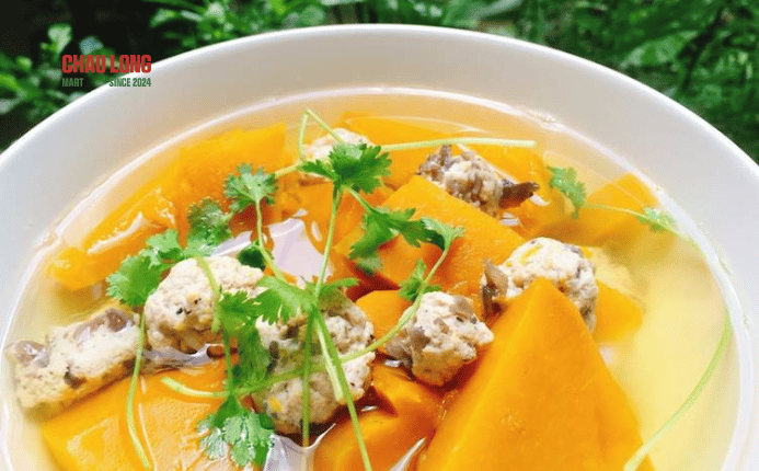 Cách nấu canh bí đỏ thịt bằm ngọt thanh