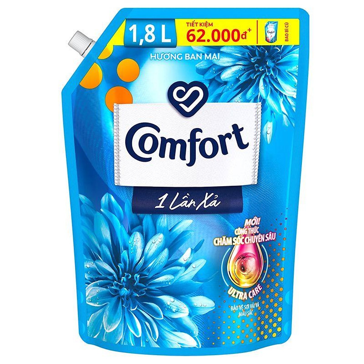 Nước Xả Vải Comfort Một Lần Xả Hương Ban Mai Túi 1.8L.