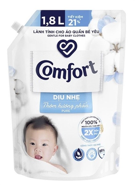 Nước xả vải Comfort Mềm vải dịu nhẹ thơm hương Phấn 1.7L