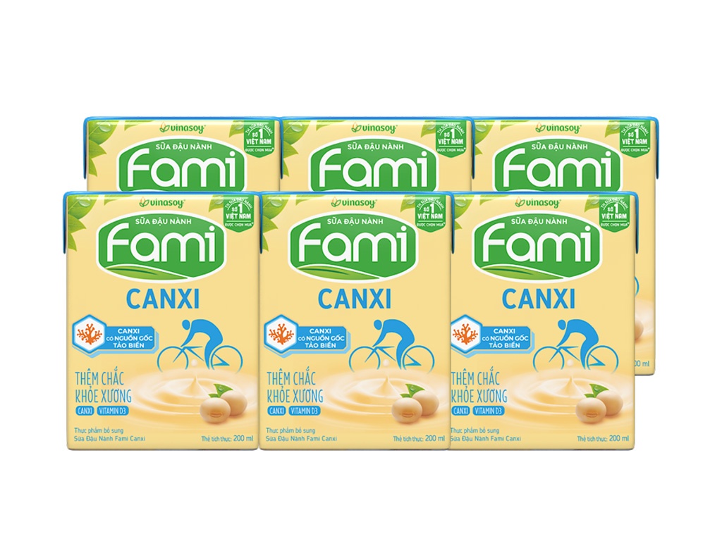 Sữa Đậu Nành Fami Canxi Lốc 6 Hộp 200ML