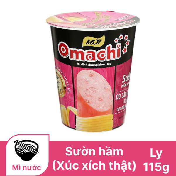 Mì Omachi sườn hầm ngũ quả có thịt thật ly 115G