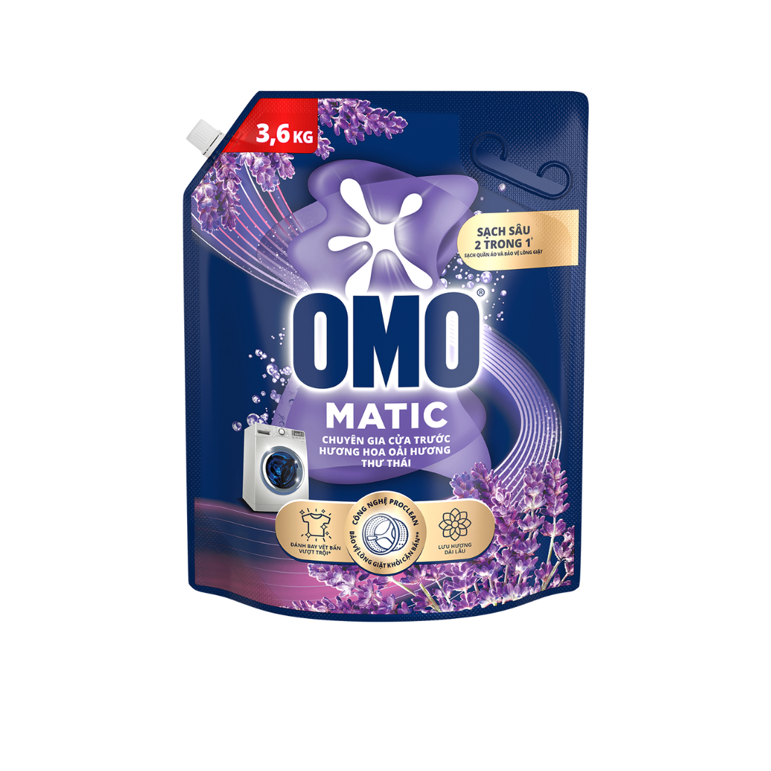 Nước giặt OMO Cửa Trước Oải Hương Thư Thái 3.6KG