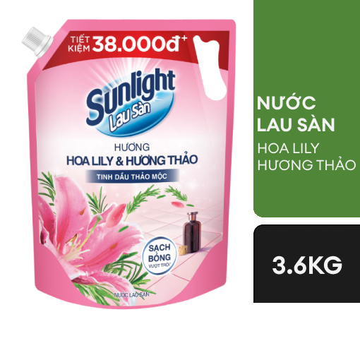 Nước Lau Sàn Sunlight Hoa Lily & Hương Thảo Túi 3.6kg
