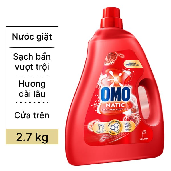 Nước Giặt OMO MATIC Cửa Trên Sạch Thơm Vượt Trội 2.7kg - Can