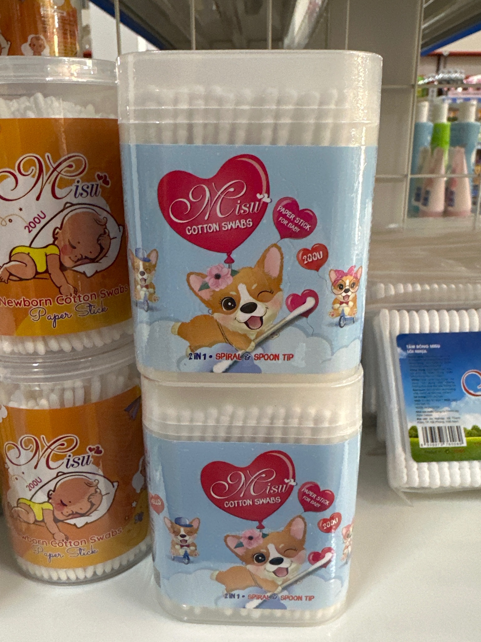 Tăm Bông MISU Lõi Giấy Cho Trẻ Em 2in1