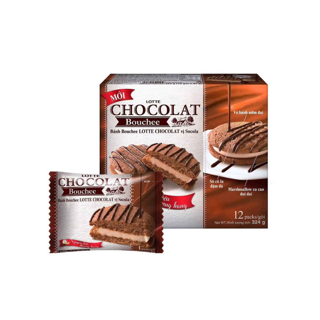 Bánh Bouchee LOTTE CHOCOLAT Vị Socola Hộp 324G 12P