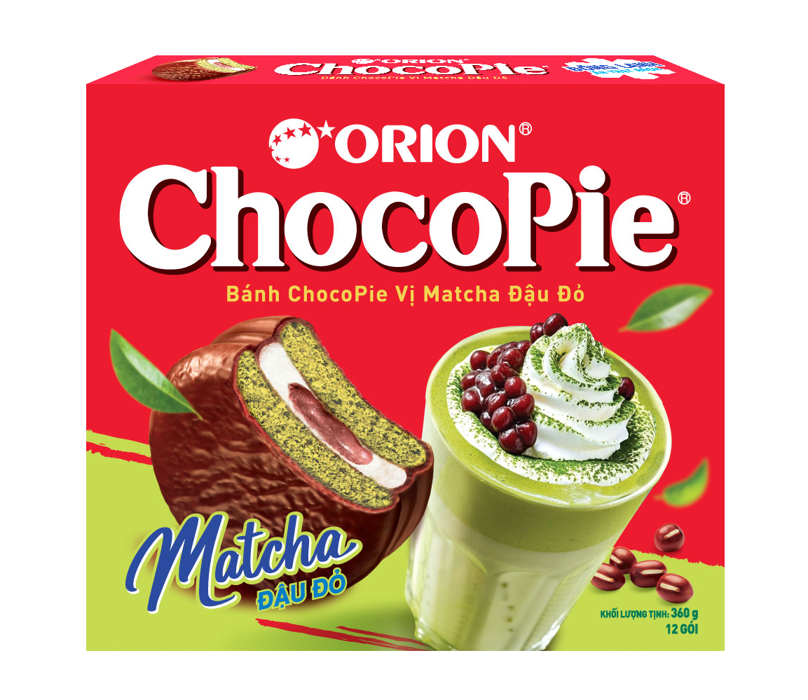 Bánh Chocopie Orion Vị Matcha Đậu Đỏ 360g (12 Cái)