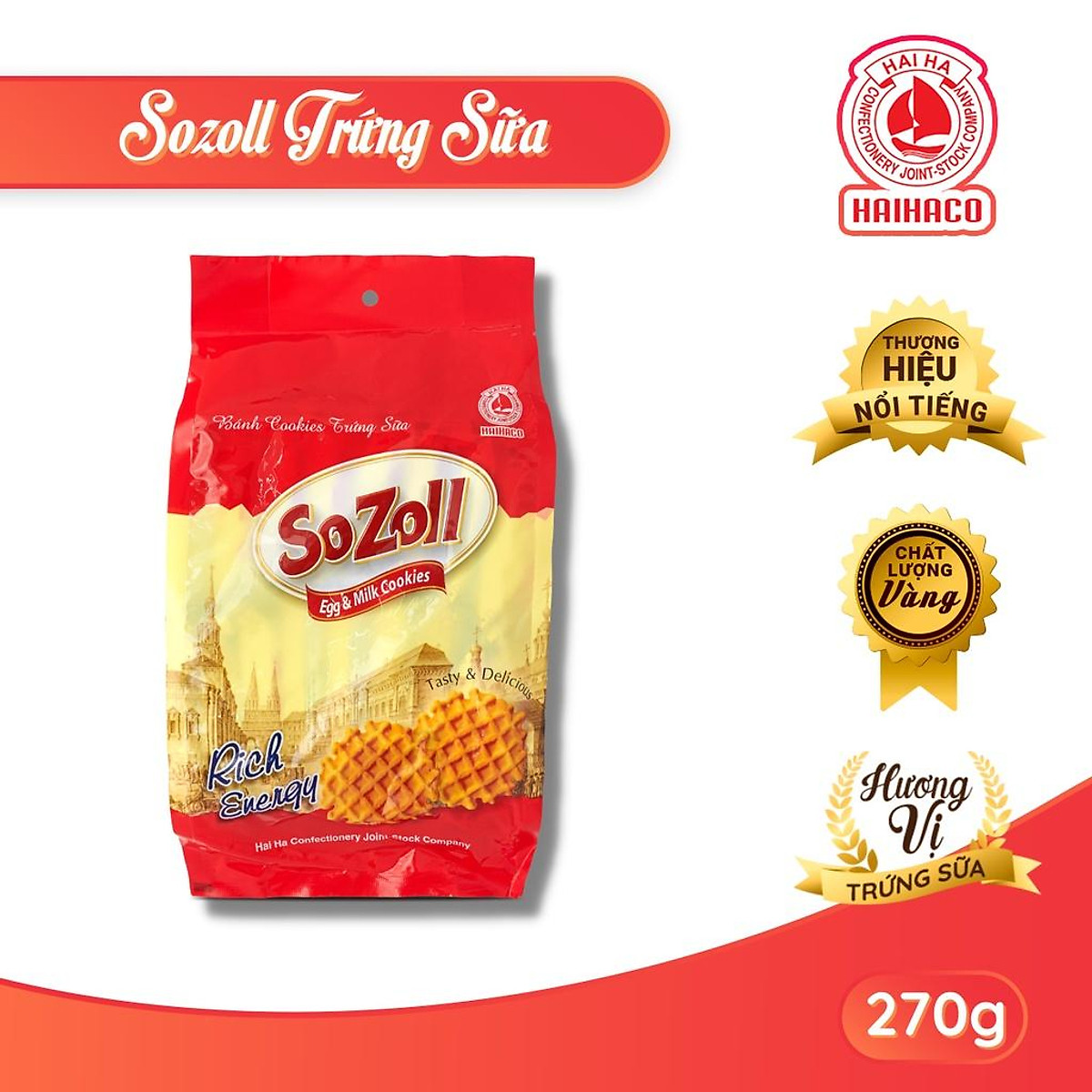 Bánh Sozoll Hải Hà Trứng Sữa Bịch 185g