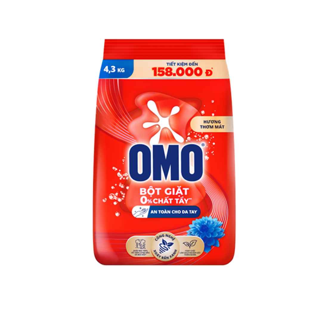 Bột Giặt Omo Thơm Mát Công Nghệ Giặt Xanh 4.3kg