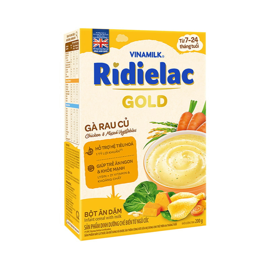 Bột ăn dặm gà rau củ Ridielac gold vinamilk từ 7-24 tháng tuổi 200g