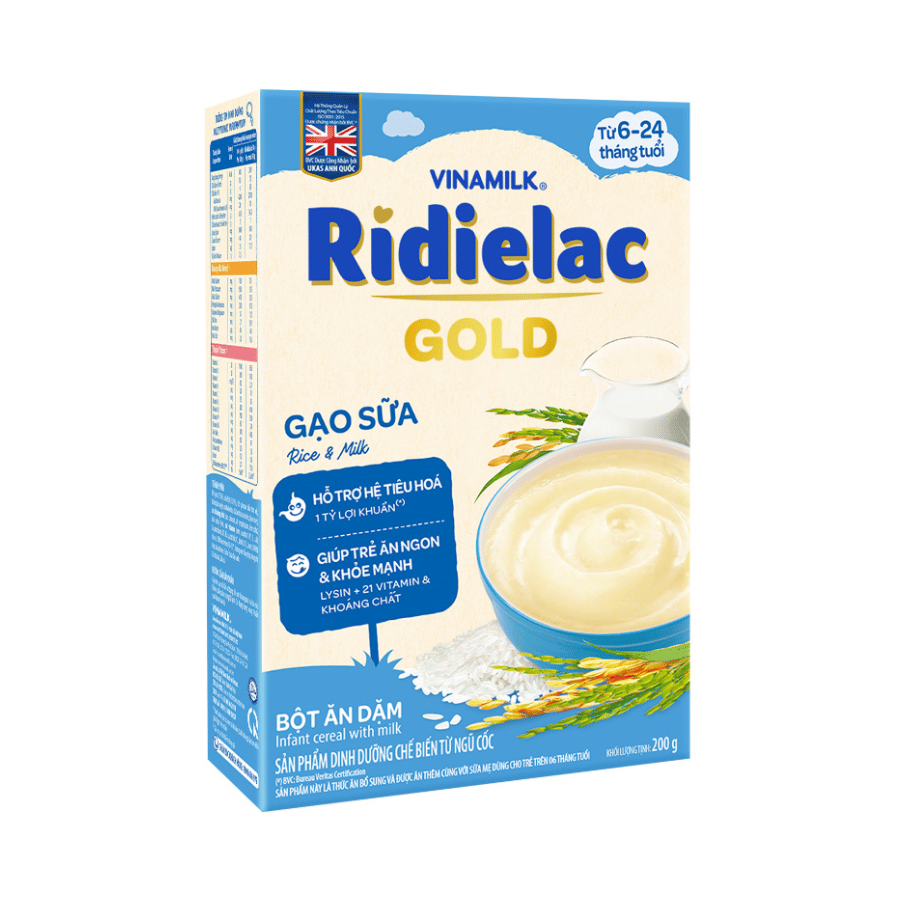 Bột ăn dặm gạo sữa Ridielac gold vinamilk từ 6-24 tháng tuổi 200g