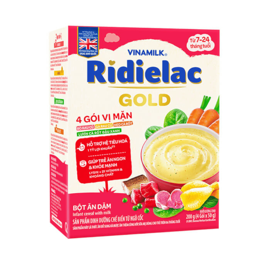 Bột ăn dặm mặn Ridielac gold vinamilk từ 7-24 tháng tuổi 200g