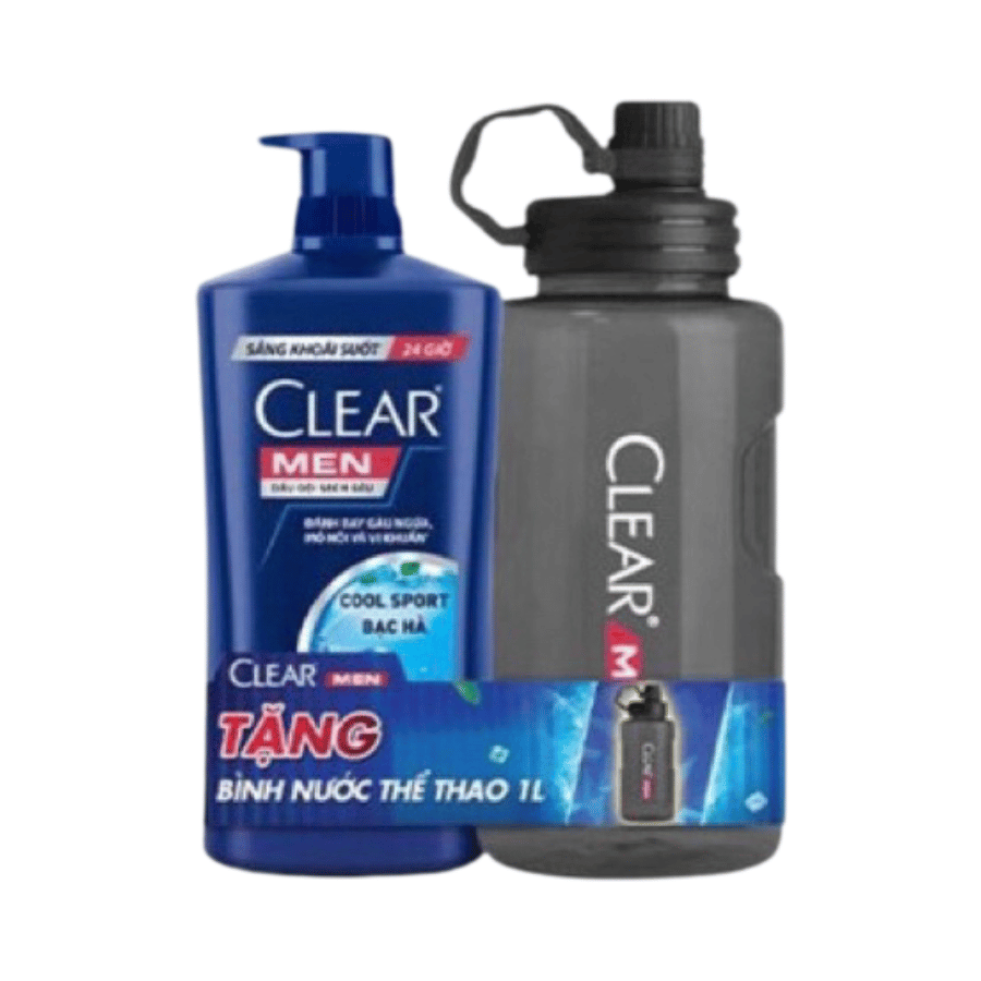 Dầu Gội Clear Men Mát Lạnh Bạc Hà 630g Kèm Bình Nước