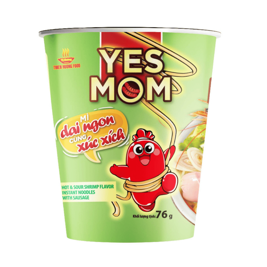 Mì Ly Yes Mom Tôm Chua Cay Kèm Xúc Xích 76g