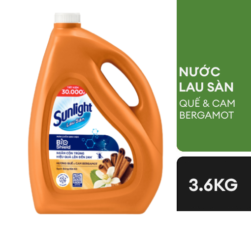 Nước Lau Sàn Sunlight Hương quế cam can 3.6kg
