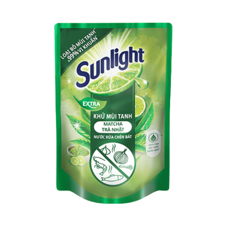 Nước Rửa Chén Sunlight Khử Mùi Tanh Hương Matcha Trà Nhật Túi 720G