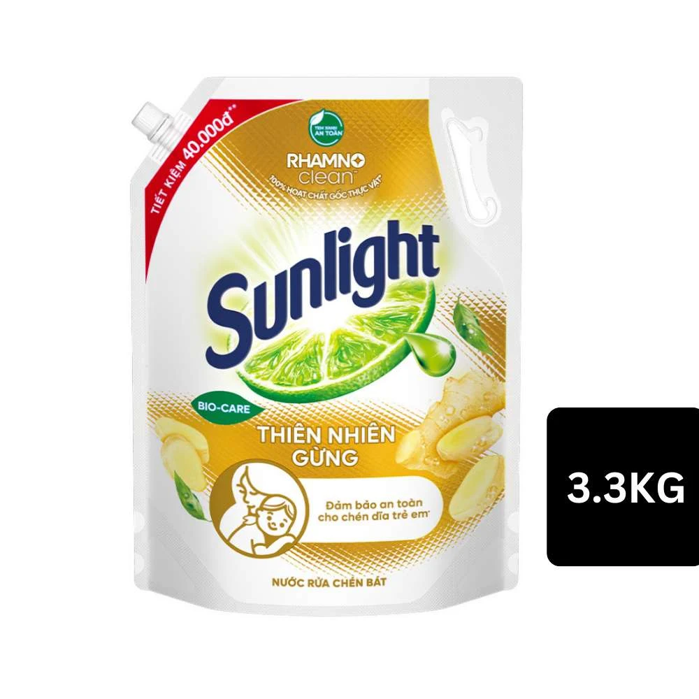 Nước Rửa Chén Sunlight Thiên Nhiên Hương Gừng Túi 3.3kg