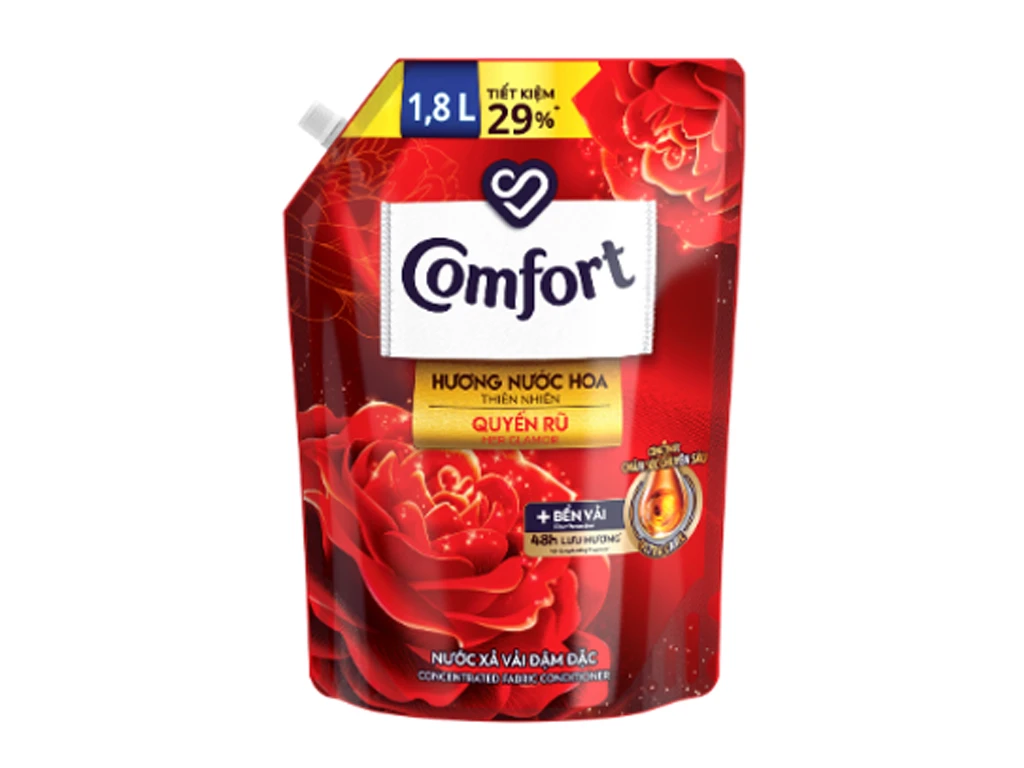 Nước Xả Vải Comfort Hương Nước Hoa Quyến Rũ 1.8L (Đỏ)
