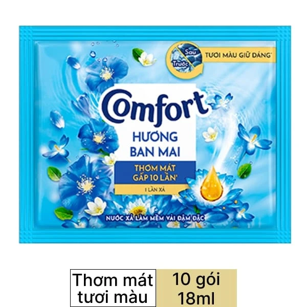 Nước xả vải Comfort đậm đặc 1 lần xả hương ban mai 20ml dây 10 gói