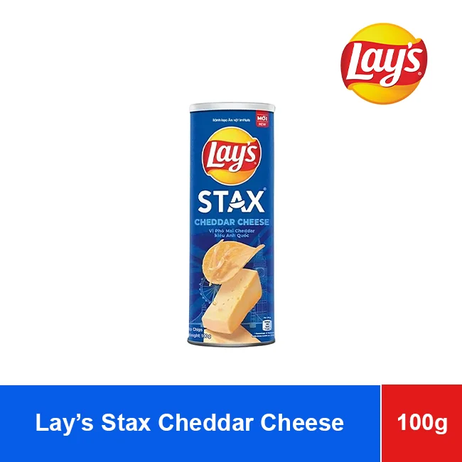Snack Lay's Stax Vị Phô Mai Cheddar kiểu Anh Quốc 100g