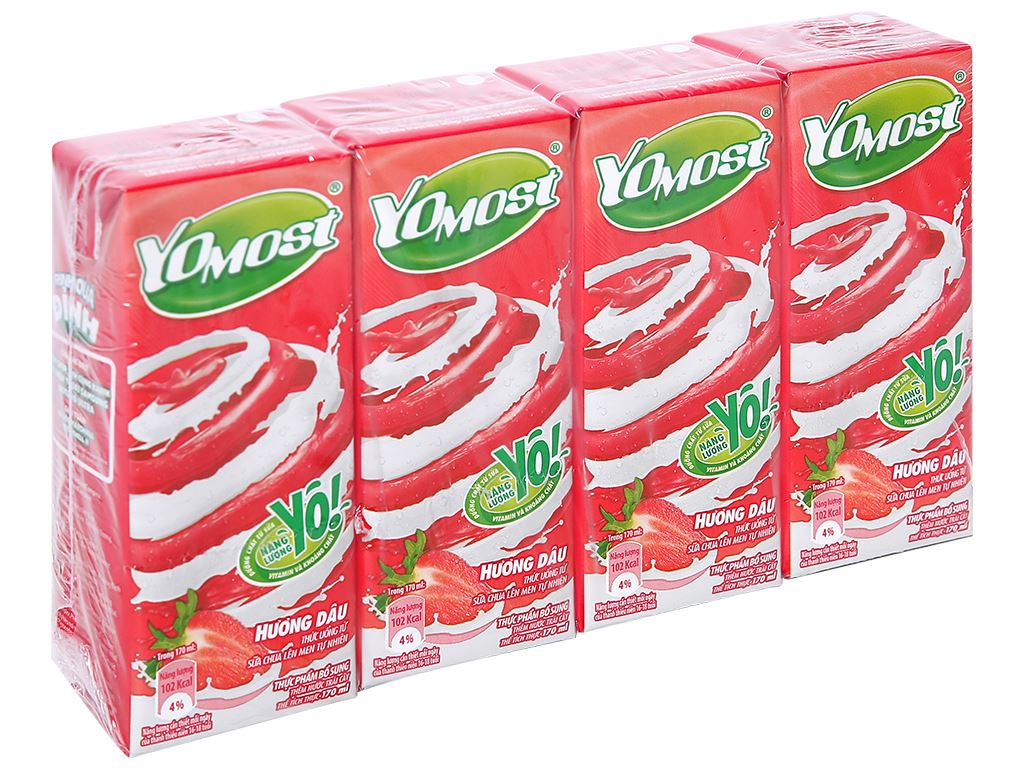 Sữa chua uống Yomost Dâu 170ml*4