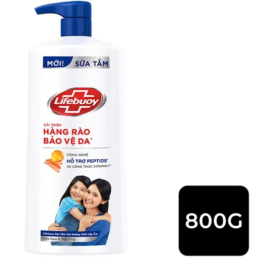 Sữa tắm Lifebuoy Sữa Gạo Mật Ong Dưỡng Ẩm Chai 800g