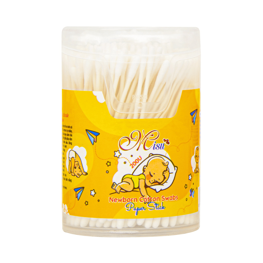 TĂM BÔNG MISU LÕI GIẤY CHO TRẺ SƠ SINH HỘP 200 (NEWBORN)