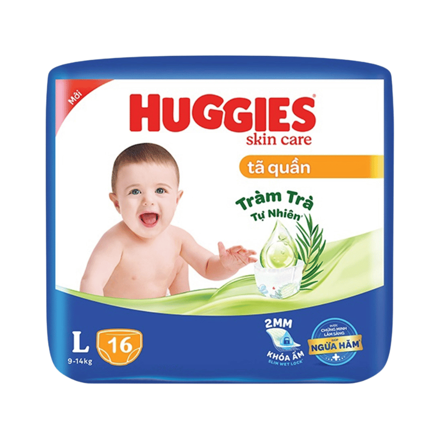 Tã Quần HUGGIES Tràm Trà tự nhiên Size L 16 Miếng