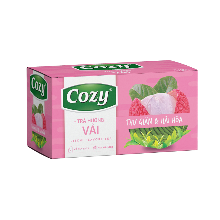 Trà Túi Lọc Cozy Hương Vải Hộp 25 Gói x 2g