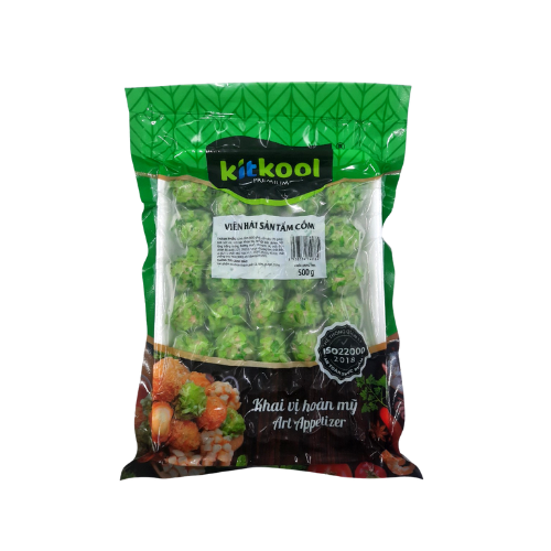 Viên hải sản tẩm cốm xanh Kitkool 500gr - Bịch