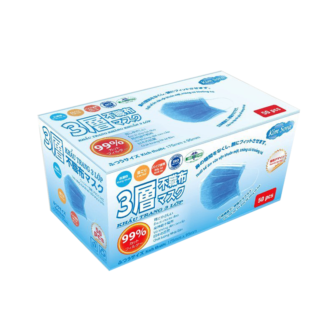  KTYT KimSora 3lớp cao cấp hộp 50cái (xanh) 