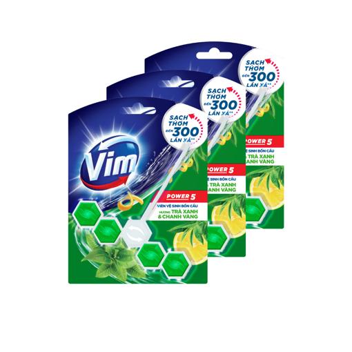 3Vỉ VIM treo bồn cầu 55g Trà xanh
