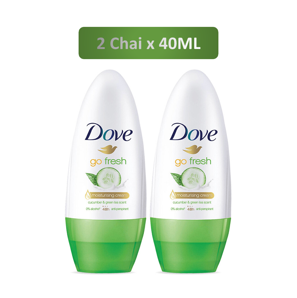 2Chai DOVE Lăn ngăn mùi Go Fresh 40ml
