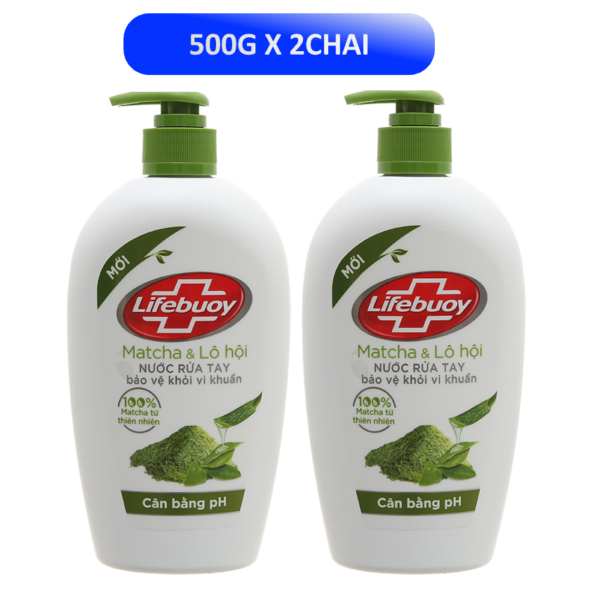 2chai LIFEBUOY Nước rửa tay Matcha 493ml