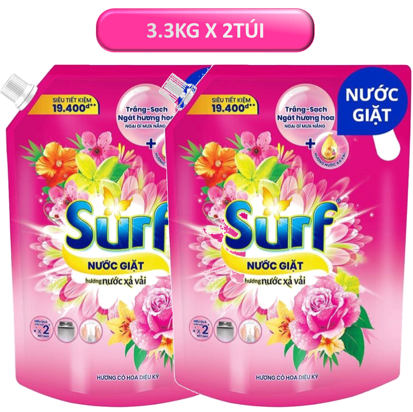 2túi SURF Nước giặt Cỏ hoa 3.1 lít