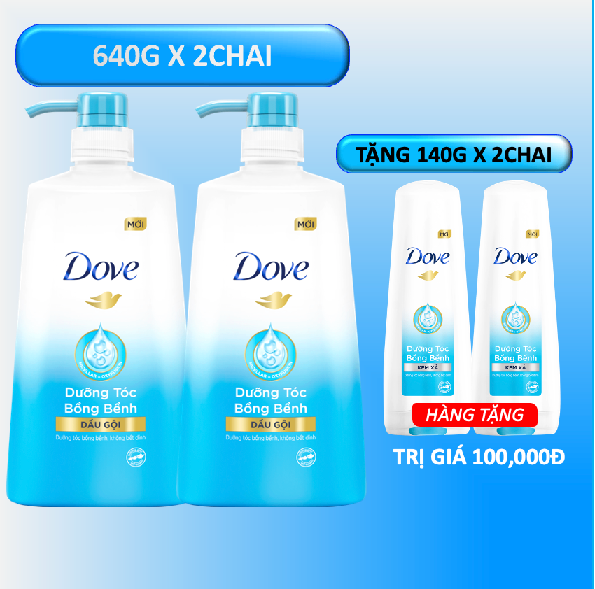  2Chai DOVE Dầu gội Dưỡng tóc 621ml kèm KM 100k 