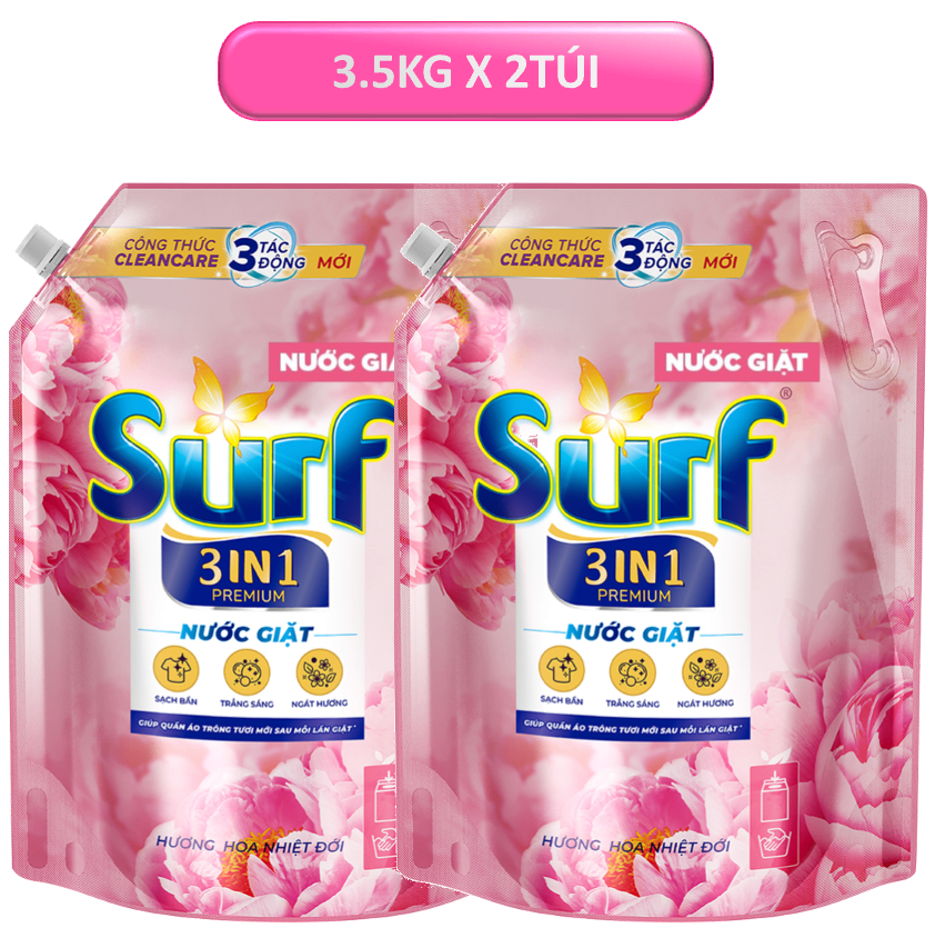 2túi SURF Nước giặt Hương hoa nhiệt đới 3.3lít