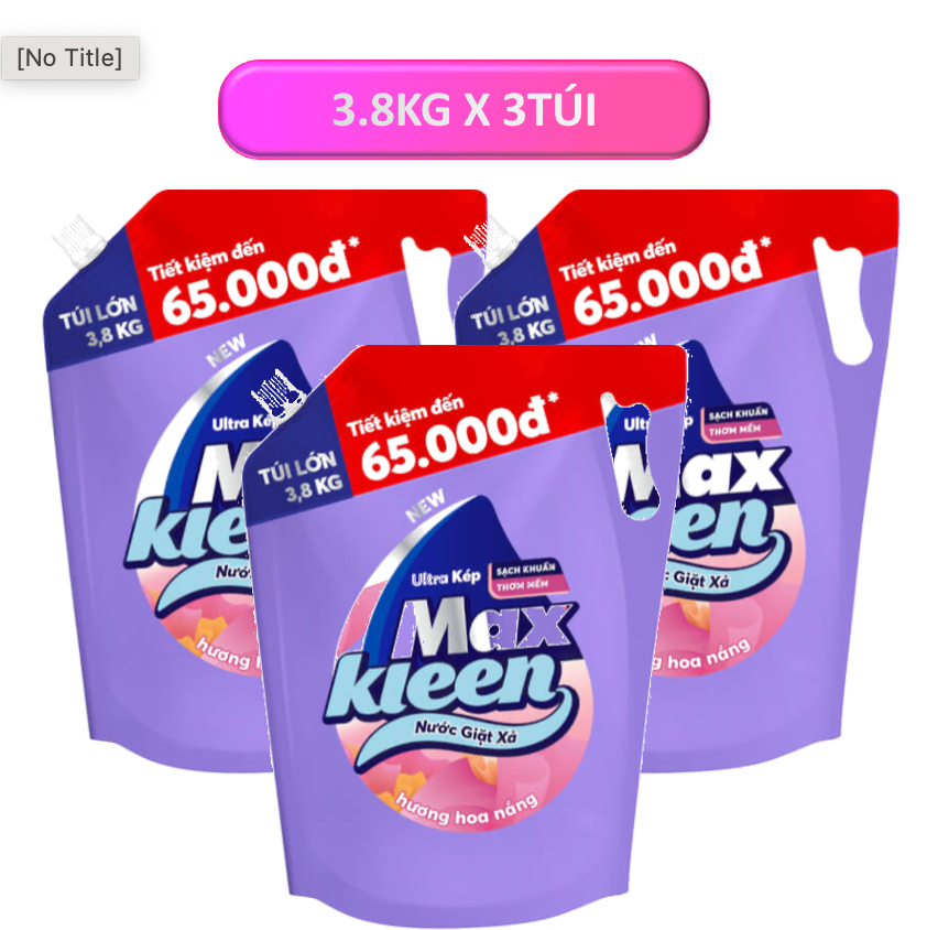 3TÚI MAXKLEEN NƯỚC GIẶT XẢ HƯƠNG HOA NẮNG 3.69LÍT