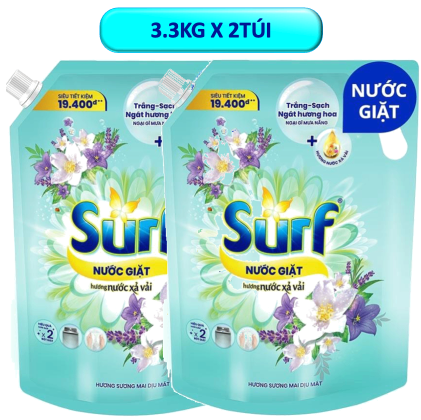 2túi SURF Nước giặt Sương mai 3.1 lít